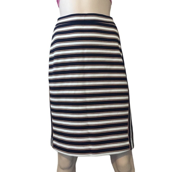 BANANA Republic Rayon Blend Vertical Horizontal Stripe Skirt Stretch Pencil - Picture 2 of 11
